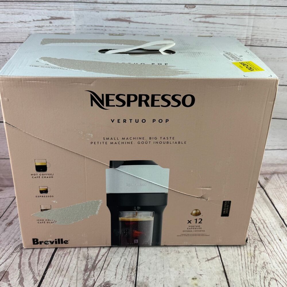 Breville Nespresso Vertuo Pop Coffee Maker 1500W Cream Espresso Iced Coffee